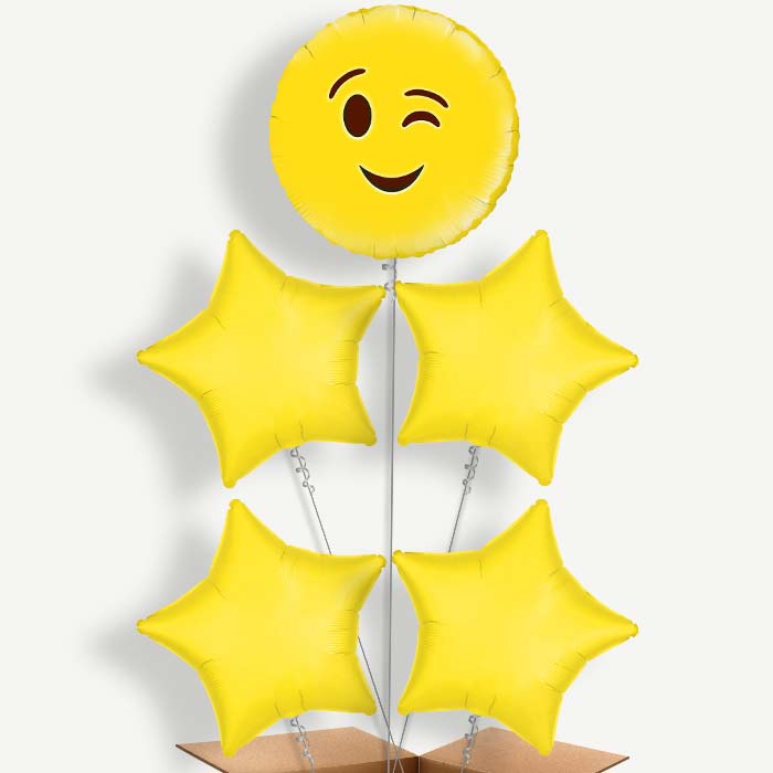 Wink Emoji Helium Balloon Cluster  | Party Save Smile