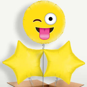 Crazy Emoji Bunch of Balloons inflated with Helium (Trio)