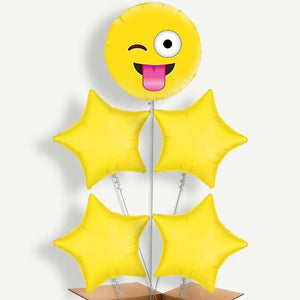 Crazy Emoji 5 Balloon Cluster Inflated with Helium