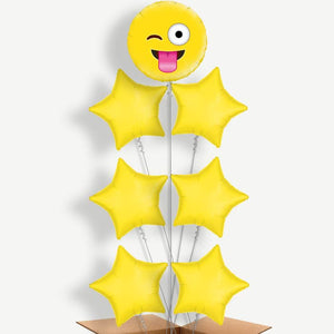 Crazy Emoji 7 Balloon Arrangement Inflated with Helium