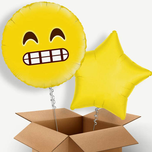 Grin Emoji Helium Balloon Duo | Party Save Smile