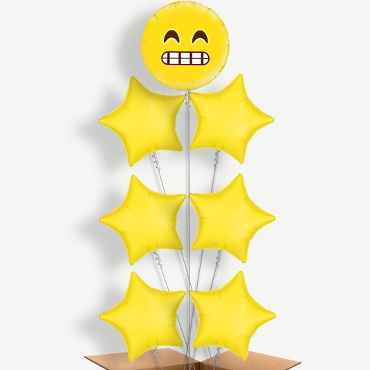 Grin Emoji Balloon Arrangement Inflated with Helium | Party Save Smile