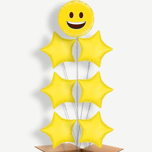 Emoji Happy 7 Balloon Arrangement Inflated with Helium