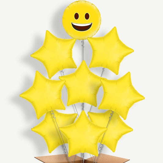 Emoji Happy Balloon Bundle Inflated with Helium | Party Save Smile