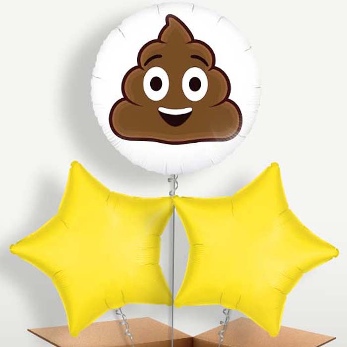 Poop Emoji Trio Balloon Bunch inflated with Helium | Party Save Smile