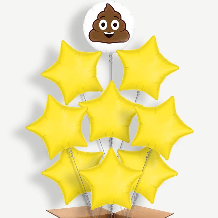 Poop Emoji Balloon Bundle Inflated with Helium | Party Save Smile
