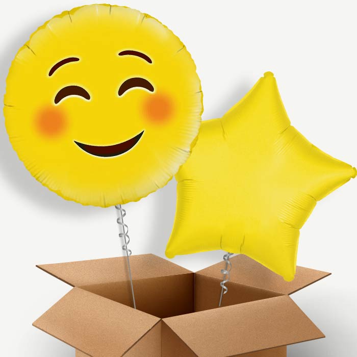 Emoji Smiling Eyes Helium Balloon Duo | Party Save Smile