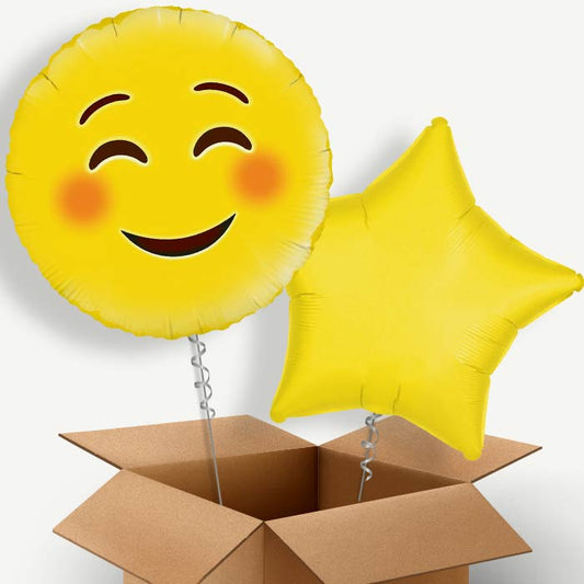 Emoji Smiling Eyes Helium Balloon Duo | Party Save Smile