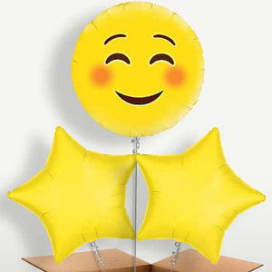 Emoji Smiling Eyes Balloon Bunch inflated with Helium (Trio)