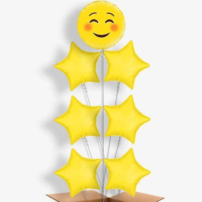 Emoji Smiling Eyes Balloon Arrangement Inflated with Helium | Party Save Smile
