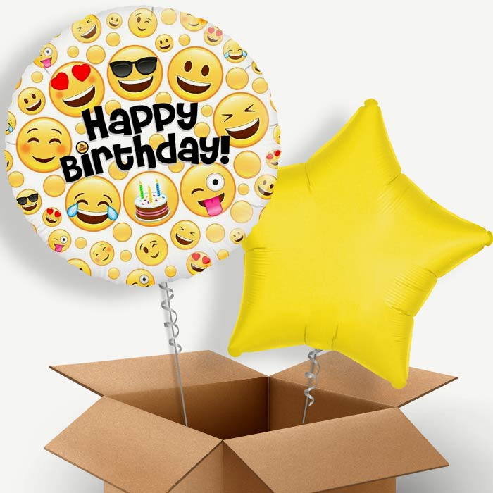 Emoji Happy Birthday Helium Balloon Duo | Party Save Smile