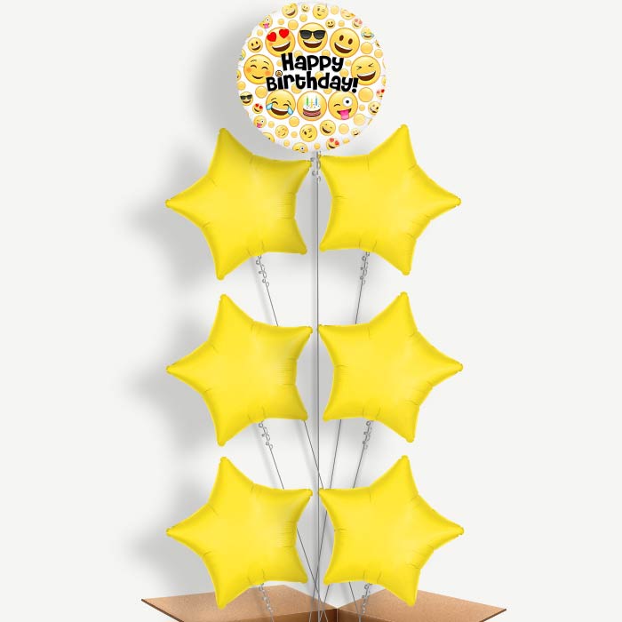 Emoji Happy Birthday Helium Balloon Arrangement | Party Save Smile