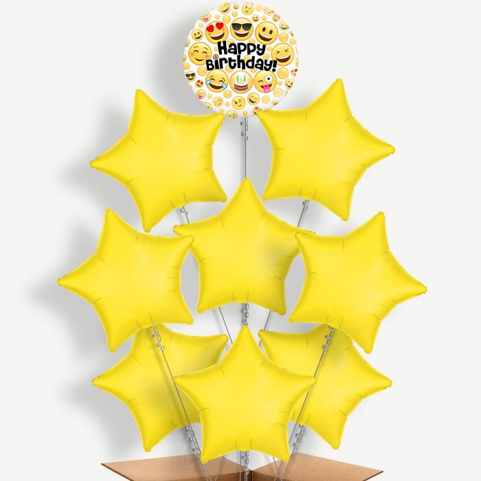 Emoji Happy Birthday Helium Balloon Bundle | Party Save Smile