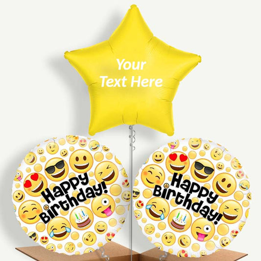 Personalisable Emoji Happy Birthday Helium Balloons | Party Save Smile