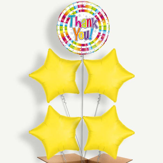 Thank You Stripes Balloon Cluster Inflated with Helium | Party Save Smile