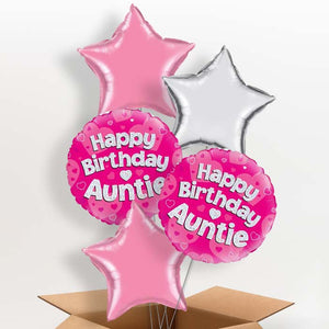 Pink Heart Happy Birthday Auntie Helium Balloon in a Box