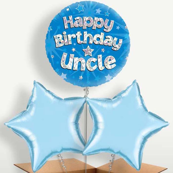 Happy Birthday Uncle Blue Star Balloons in a Bunch | Party Save Smile