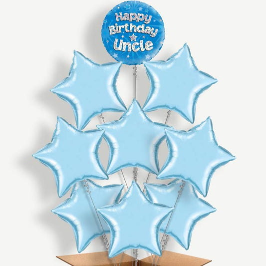 Happy Birthday Uncle Blue Star Helium Balloon Bundle | Party Save Smile