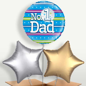 No 1 Dad Bunch of Balloons Inflated with Helium (Trio)