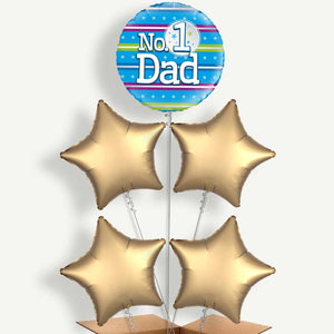 No 1 Dad 5 Balloon Cluster Inflated with Helium