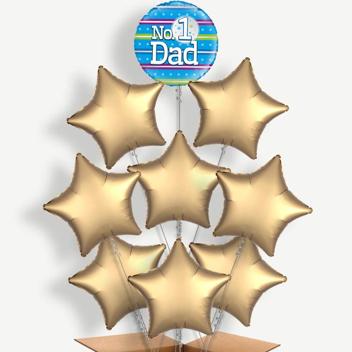 No 1 Dad Balloon Bundle Inflated with Helium | Party Save Smile