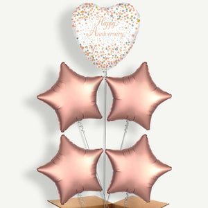 Happy Anniversary Rose Gold 5 Helium Cluster Balloons