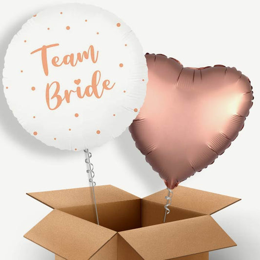 Team Bride Rose Gold Dots Helium Balloon Two | Party Save Smile
