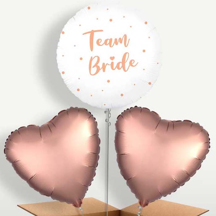 Team Bride Rose Gold Dots Helium Bunch of Balloons | Party Save Smile