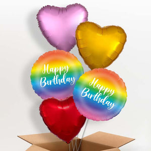 Rainbow Ombre Happy Birthday Helium Balloon in a Box