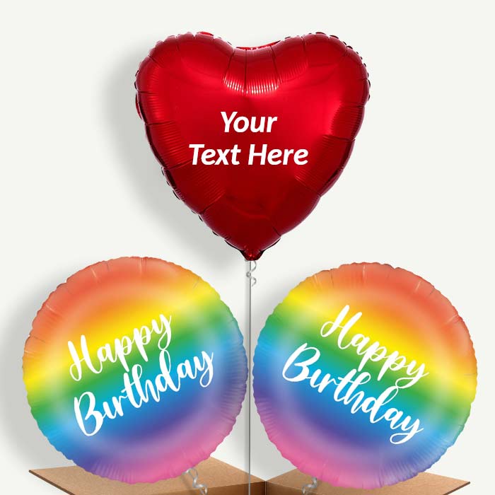 Personalisable Rainbow Ombre Happy Birthday Helium Balloons | Party Save Smile