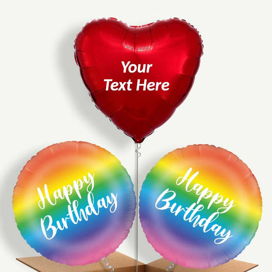 Personalisable Rainbow Ombre Happy Birthday Helium Balloons | Party Save Smile