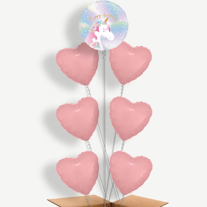 Ombre Unicorn Happy Birthday Helium Balloon Arrangement | Party Save Smile