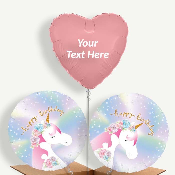 Personalisable Ombre Unicorn Happy Birthday Helium Balloons | Party Save Smile