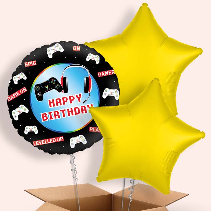 Epic Gamer Happy Birthday Helium Balloon in a Box - 3 Balloons | Party Save Smile