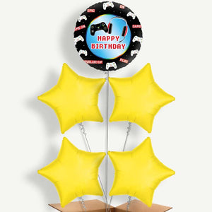 Epic Gamer Happy Birthday 5 Helium Cluster Balloons