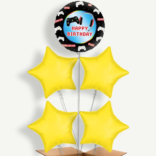 Epic Gamer Happy Birthday Helium Cluster Balloons | Party Save Smile