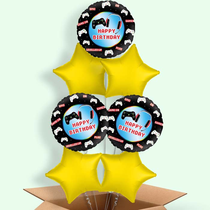 Epic Gamer Happy Birthday Helium Balloon in a Box - 7 Balloons | Party Save Smile