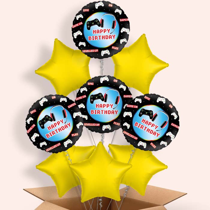 Epic Gamer Happy Birthday Helium Balloon in a Box - 9 Balloons | Party Save Smile