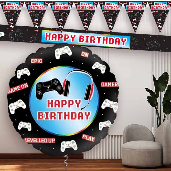 Epic Gamer Happy Birthday Balloon and Banners