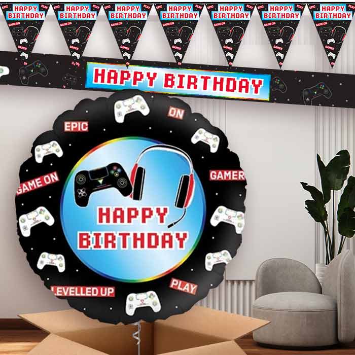 Epic Gamer Happy Birthday Balloon and Banners | Party Save Smile