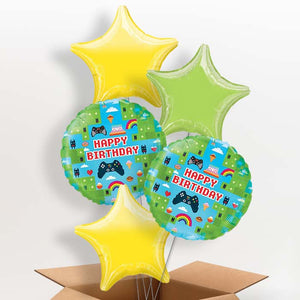 Gaming Birthday Helium Balloons in a Box - Game Blox