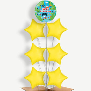 Gaming Birthday Game Blox 7 Helium Balloon Arrangement