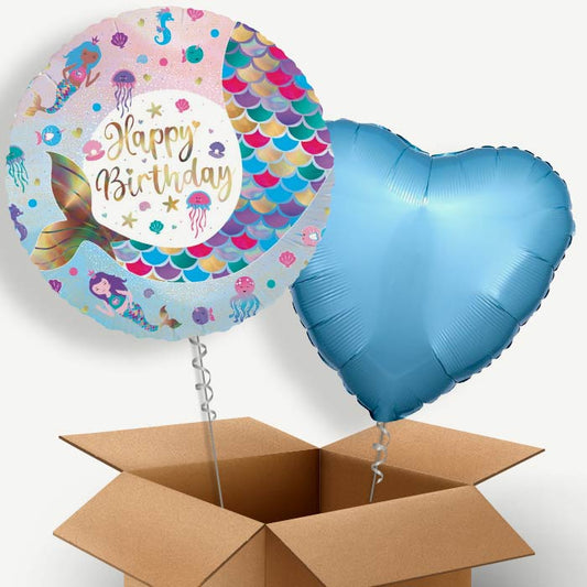 Happy Birthday Mermaid Tail Helium Balloon Pair | Party Save Smile