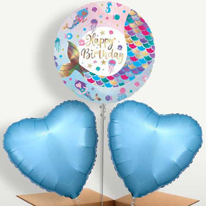 Happy Birthday Mermaid Tail Balloons in a Bunch (Trio)