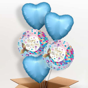 Happy Birthday Mermaid Tail Helium Balloons in a Box