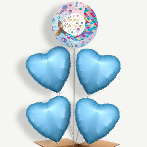Happy Birthday Mermaid Tail 5 Helium Cluster Balloons