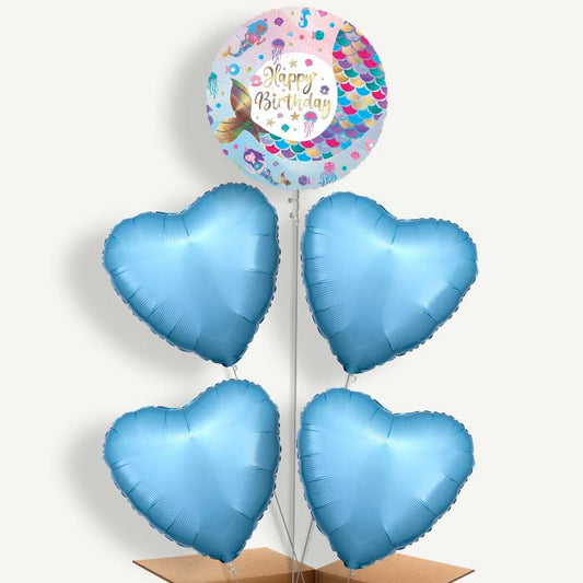 Happy Birthday Mermaid Tail Helium Cluster Balloons | Party Save Smile