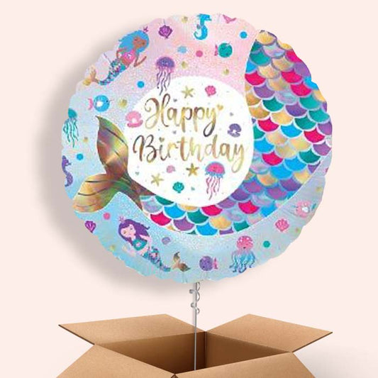 Happy Birthday Mermaid Tail Balloons in a Box