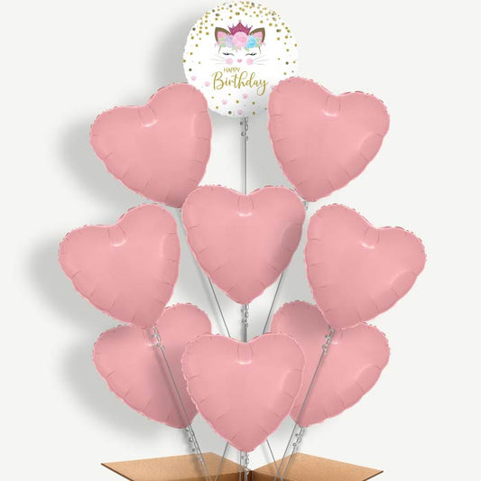 Floral Kitten Happy Birthday Helium Balloon Bundle | Party Save Smile