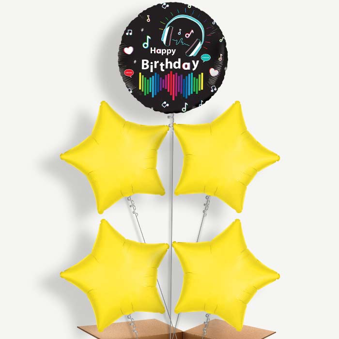 Music Birthdays with Balloon Clusters Inflated with Helium | Party Save Smile